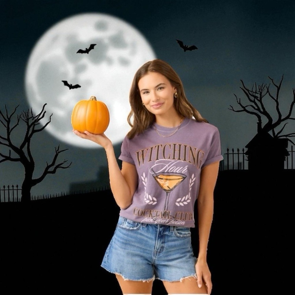 NEW Pink Lilly Witching Hour Cocktail Club Purple Pumpkin‎ Halloween Size Med